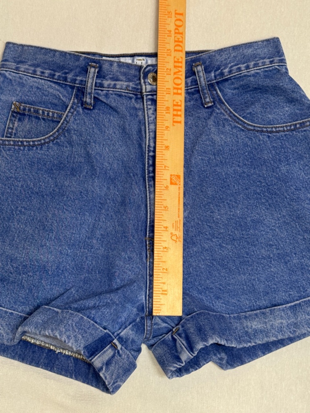 Vintage Anchor Blue Denim Shorts Womens Size 11 High Rise Cuffed Butter Mom Y2K - Picture 7 of 8